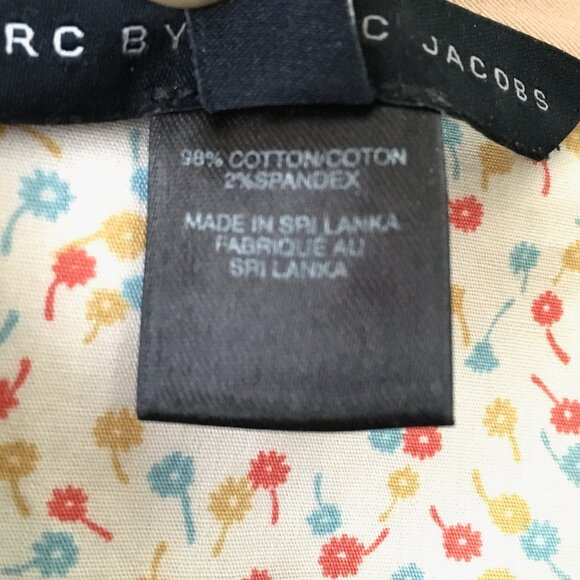 Marc by Marc Jacobs Cropped Cotton Tan Jacket Floral Pocket Hem Lining Size 4 - Picture 6 of 7